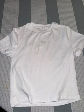 White Crewneck Tee with Visible Neck Label